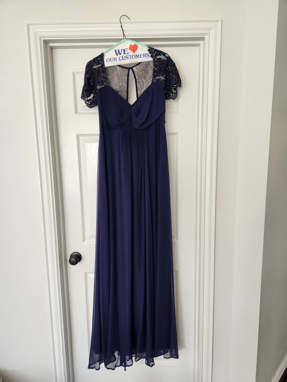 Seraphine Navy Silk And Lace Evening Dress
